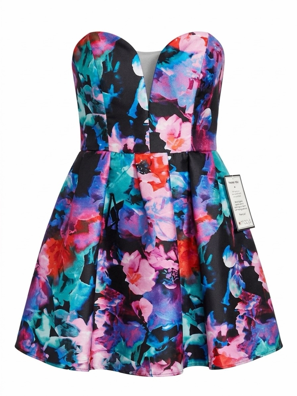 B Darlin Strapless Floral Fit & Flare Dress Junior size 15/16